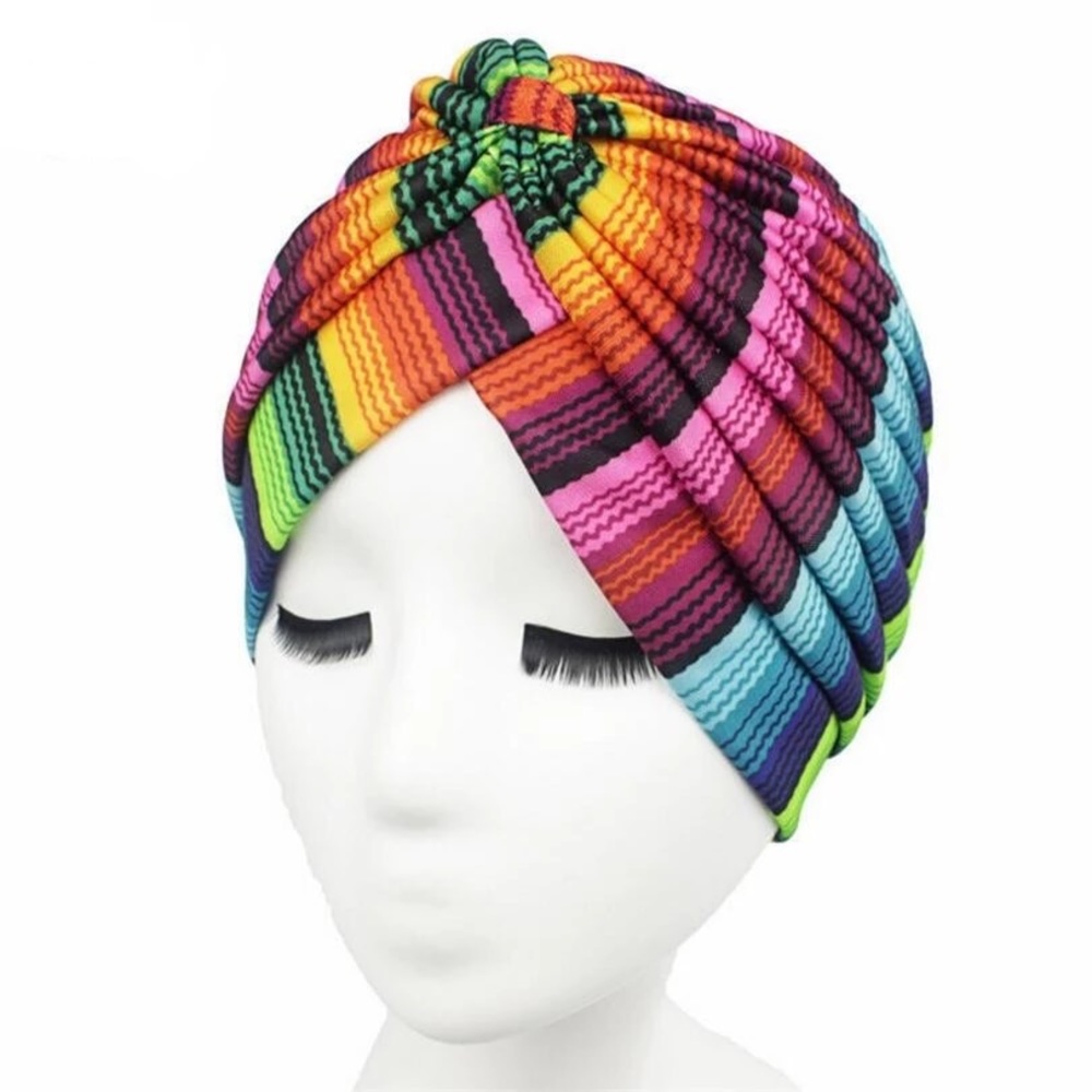 Fashion Retro Gypsy Boho colorful wrap beanie hat - Picture 5 of 8